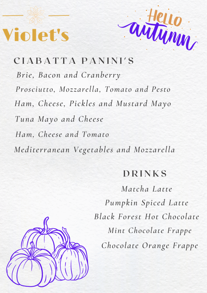 Autumn menu
